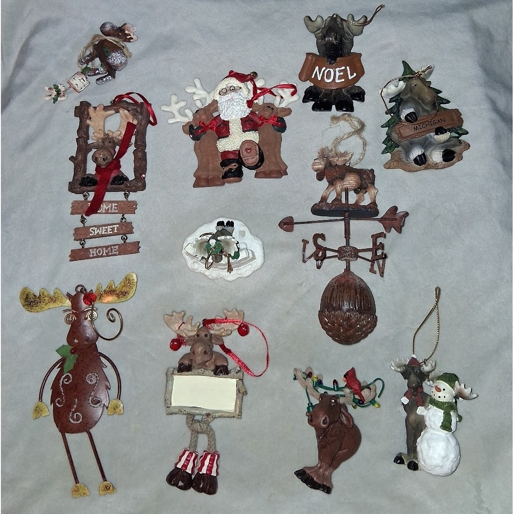 Rustic Moose Christmas Ornament Lot 11 Cabin Lodge Woodland Decor